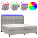 vidaXL világosszürke szövet rugós és LED-es ágy matraccal 200x200 cm