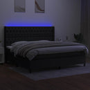 vidaXL fekete szövet rugós és LED-es ágy matraccal 200x200 cm