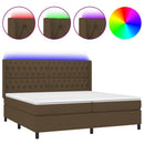 vidaXL barna szövet rugós és LED-es ágy matraccal 200x200 cm