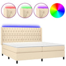 vidaXL krémszínű szövet rugós és LED-es ágy matraccal 200 x 200 cm