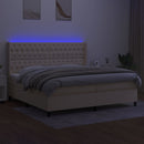 vidaXL krémszínű szövet rugós és LED-es ágy matraccal 200 x 200 cm