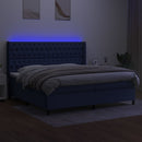vidaXL kék szövet rugós és LED-es ágy matraccal 200 x 200 cm