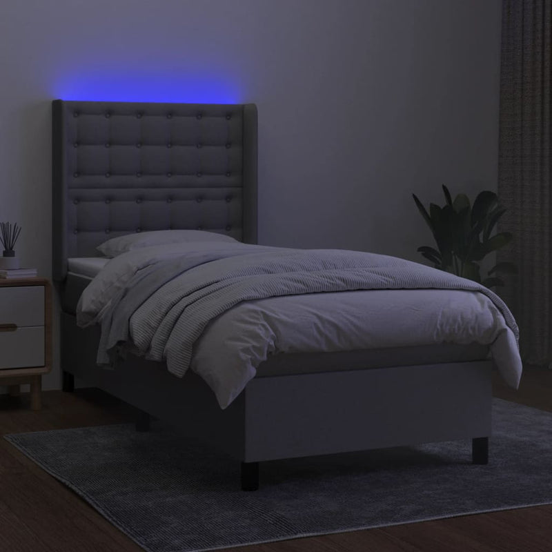 vidaXL világosszürke szövet rugós és LED-es ágy matraccal 80 x 200 cm