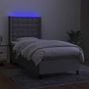 vidaXL világosszürke szövet rugós és LED-es ágy matraccal 90x190 cm