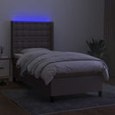 vidaXL tópszínű szövet rugós és LED-es ágy matraccal 90x190 cm