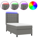 vidaXL sötétszürke szövet rugós és LED-es ágy matraccal 90x200 cm