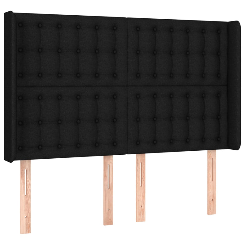 vidaXL fekete szövet rugós és LED-es ágy matraccal 140x190 cm