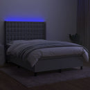 vidaXL világosszürke szövet rugós és LED-es ágy matraccal 140x200 cm