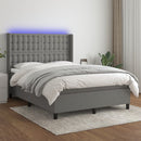 vidaXL sötétszürke szövet rugós és LED-es ágy matraccal 140x200 cm