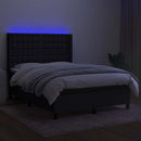 vidaXL fekete szövet rugós és LED-es ágy matraccal 140x200 cm