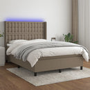 vidaXL tópszínű szövet rugós és LED-es ágy matraccal 140x200 cm