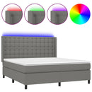 vidaXL sötétszürke szövet rugós és LED-es ágy matraccal 160x200 cm