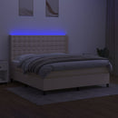 vidaXL krémszínű szövet rugós és LED-es ágy matraccal 160x200 cm