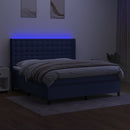vidaXL kék szövet rugós és LED-es ágy matraccal 160x200 cm