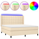 vidaXL krémszínű szövet rugós és LED-es ágy matraccal 180 x 200 cm