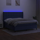 vidaXL kék szövet rugós és LED-es ágy matraccal 180 x 200 cm