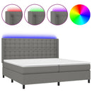 vidaXL sötétszürke szövet rugós és LED-es ágy matraccal 200x200 cm