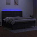 vidaXL fekete szövet rugós és LED-es ágy matraccal 200x200 cm