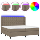 vidaXL tópszínű szövet rugós és LED-es ágy matraccal 200 x 200 cm