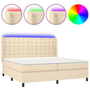 vidaXL krémszínű szövet rugós és LED-es ágy matraccal 200 x 200 cm