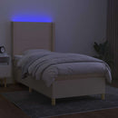 vidaXL krémszínű szövet rugós és LED-es ágy matraccal 80 x 200 cm