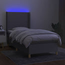 vidaXL világosszürke szövet rugós és LED-es ágy matraccal 90x190 cm
