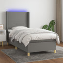 vidaXL sötétszürke szövet rugós és LED-es ágy matraccal 90x190 cm