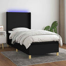 vidaXL fekete szövet rugós és LED-es ágy matraccal 90x190 cm