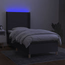 vidaXL sötétszürke szövet rugós és LED-es ágy matraccal 90x200 cm