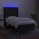 vidaXL fekete szövet rugós és LED-es ágy matraccal 90x200 cm