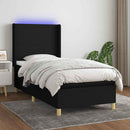 vidaXL fekete szövet rugós és LED-es ágy matraccal 90x200 cm