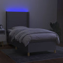 vidaXL világosszürke szövet rugós és LED-es ágy matraccal 100x200 cm