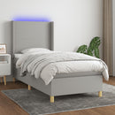 vidaXL világosszürke szövet rugós és LED-es ágy matraccal 100x200 cm