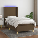 vidaXL barna szövet rugós és LED-es ágy matraccal 100x200 cm