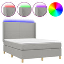 vidaXL világosszürke szövet rugós és LED-es ágy matraccal 140x190 cm