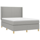 vidaXL világosszürke szövet rugós és LED-es ágy matraccal 140x190 cm
