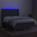 vidaXL sötétszürke szövet rugós és LED-es ágy matraccal 140x190 cm