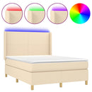 vidaXL krémszínű szövet rugós és LED-es ágy matraccal 140x190cm