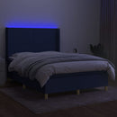 vidaXL kék szövet rugós és LED-es ágy matraccal 140x190 cm