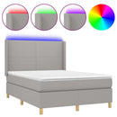 vidaXL világosszürke szövet rugós és LED-es ágy matraccal 140x200 cm