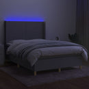 vidaXL világosszürke szövet rugós és LED-es ágy matraccal 140x200 cm