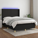 vidaXL fekete szövet rugós és LED-es ágy matraccal 140x200 cm