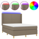 vidaXL tópszínű szövet rugós és LED-es ágy matraccal 140x200 cm
