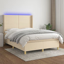 vidaXL krémszínű szövet rugós és LED-es ágy matraccal 140x200 cm