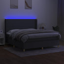 vidaXL sötétszürke szövet rugós és LED-es ágy matraccal 160x200 cm