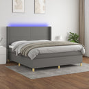 vidaXL sötétszürke szövet rugós és LED-es ágy matraccal 160x200 cm