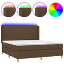 vidaXL barna szövet rugós és LED-es ágy matraccal 160x200 cm