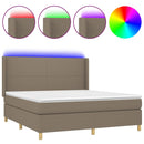 vidaXL tópszínű szövet rugós és LED-es ágy matraccal 160x200 cm