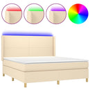 vidaXL krémszínű szövet rugós és LED-es ágy matraccal 160x200 cm