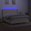 vidaXL krémszínű szövet rugós és LED-es ágy matraccal 160x200 cm